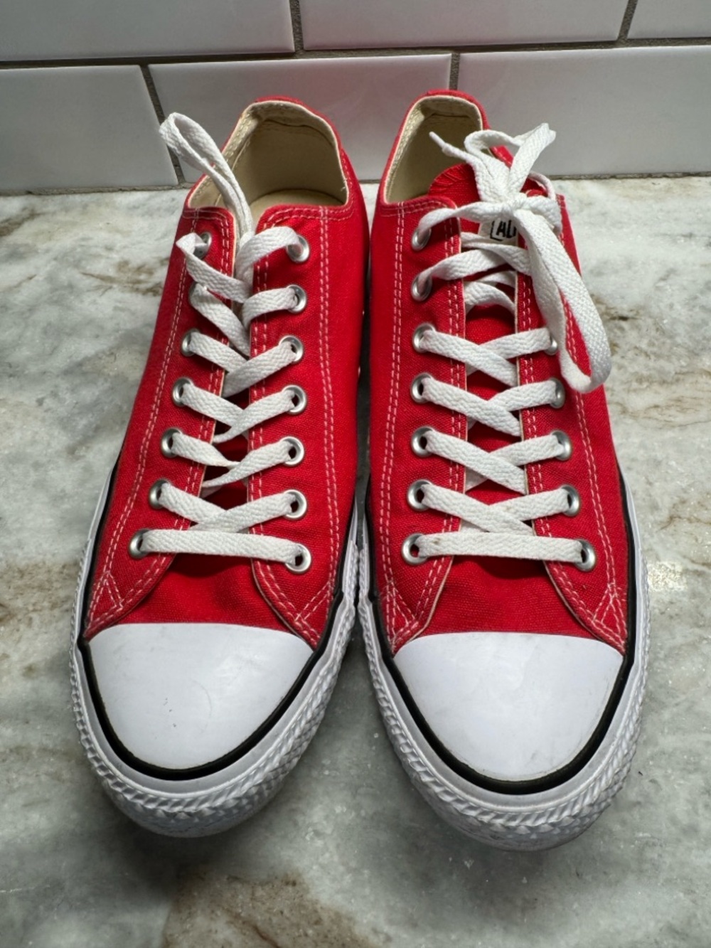 Converse Red Canvas Low Top Sneakers